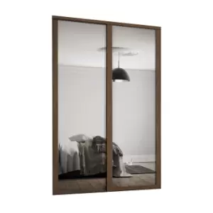 Shaker 2 Door Sliding Wardrobe Kit Mirror with Walnut Frame (W)1449 x (H)2260mm