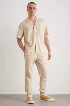 Light Sand Short Sleeve Linen Pocket Shirt