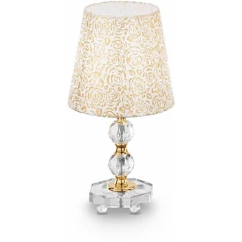 Ideal Lux Queen - 1 Light Small Table Lamp Gold with Glass Decoration, E27