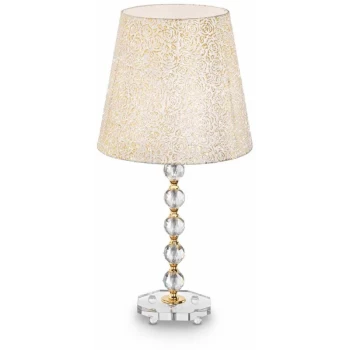 Ideal Lux Queen - 1 Light Large Table Lamp Gold with Glass Decoration, E27