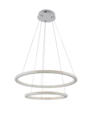 BRYANT LED 2 Ring Pendant Ceiling Light White 3555lm 3000K 60x2+40x2cm