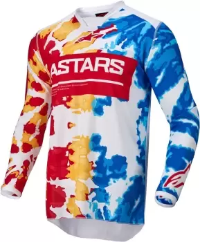 Alpinestars Racer Squad Motocross Jersey, white-red-yellow, Size L, white-red-yellow, Size L