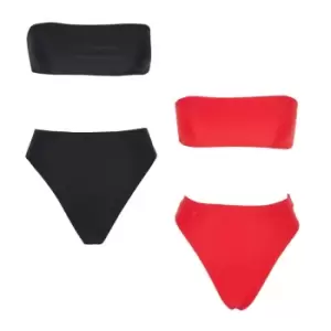 Missguided Bandeau High Leg Bikini Set 2 Pack - Multi