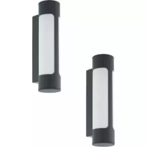 2 pack IP44 Outdoor Wall Light Anthracite Zinc Plated Steel 6W Built in led