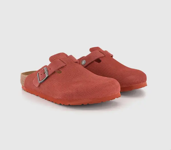 Birkenstock Mens Boston Clogs Corduroy Sienna Red, 7.5