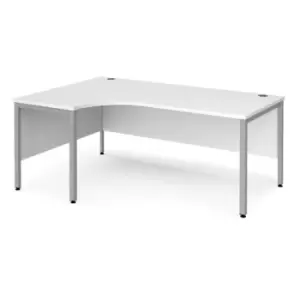 Office Desk Left Hand Corner Desk 1800mm White Top With Silver Frame 1200mm Depth Maestro 25 MB18ELSWH