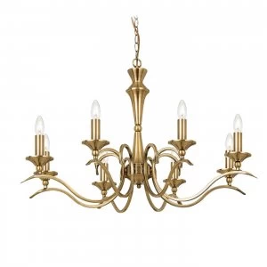 8 Light Chandelier Antique Brass Finish, E14