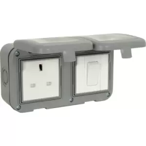 Unbranded BG IP55 Socket With Switch 1 Gang 13A + 1 Gang Switch