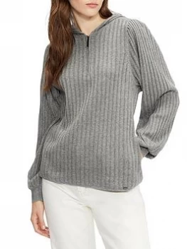 Ted Baker Shaney Ribbed Lounge Hoodie - Grey, Size 4=14, Women