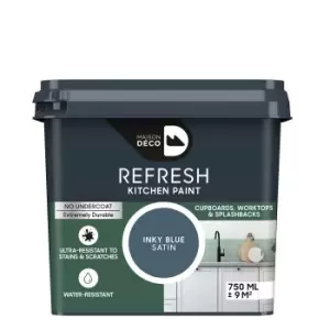 Maison Deco Refresh Kitchen Cupboards, Worktops & Splashbacks Paint Inky Blue - 750ml