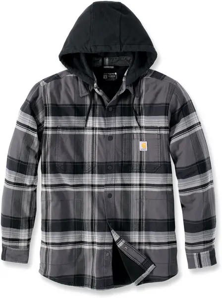 Carhartt Rugged Flex Flannel Hooded Shirt, black, Size 2XL