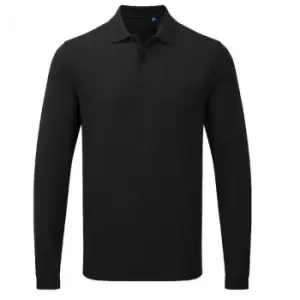 Premier Unisex Adult HeiQ Viroblock Long-Sleeved Polo Shirt (3XL) (Black)