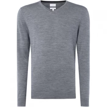 Linea Thames V-Neck Merino Jumper - Grey