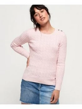 Superdry Croyde Cable Knit, Pink, Size 6, Women