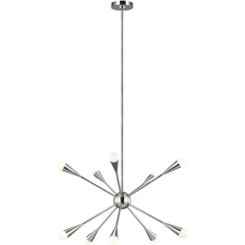 Jax 10 Light Chandelier, Polished Nickel, G9 - Elstead