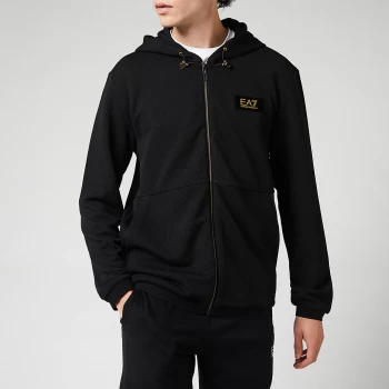 EA7 Mens Gold Label Zip-Through Hoodie - Black - XL