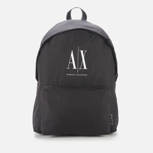 Armani Exchange Mens AX Logo Nylon Backpack - Black