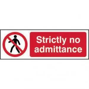 Prohibition Self-Adhesive Vinyl Sign 300 x 100mm - Strictly No