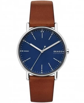 Skagen Mens Signatur Brown Leather Strap Watch