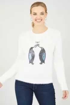 Ivory Penguin Fluffy Jumper