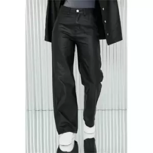 I Saw It First Black Stretch Coated Wide Leg Jeans - Black