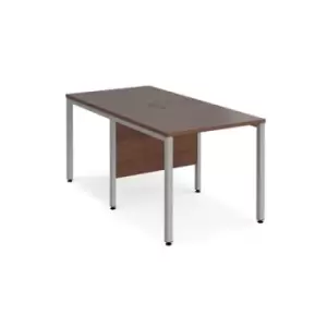 Office Desk 2 Person Rectangular Desk 800mm Walnut Tops With Silver Frames Maestro 25