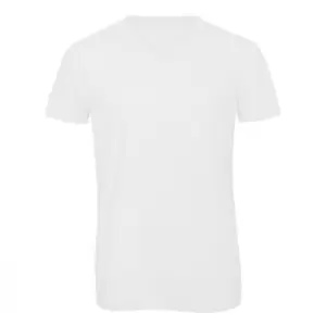 B&C Mens Favourite Triblend V-Neck T-Shirt (3XL) (White)