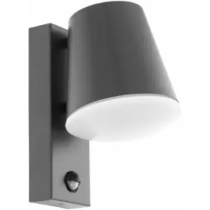 Loops - IP44 Outdoor Wall Light & pir Sensor Anthracite Steel 1 x 10W E27 Bulb