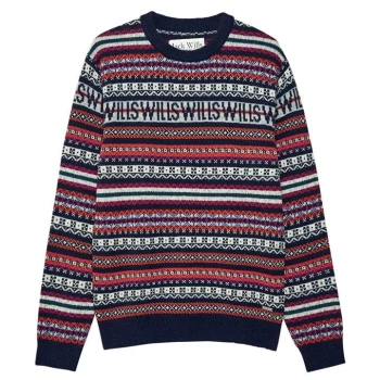 Jack Wills Wills Wool Blend Fair Isle Crew Jumper - Navy