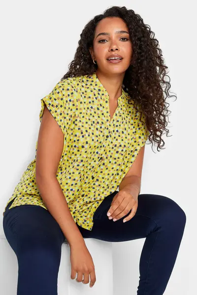 M&Co Spot Print Blouse Yellow