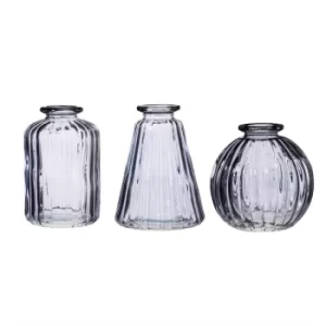 Grey Glass Bud Vases (Set Of 3)