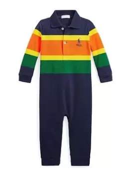 Ralph Lauren Baby Boys Colour Block One Piece Coverall - Blue Size 9 Months