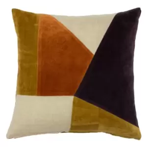 Solomon Colour Block Cushion Plum/Ginger, Plum/Ginger / 45 x 45cm / Polyester Filled