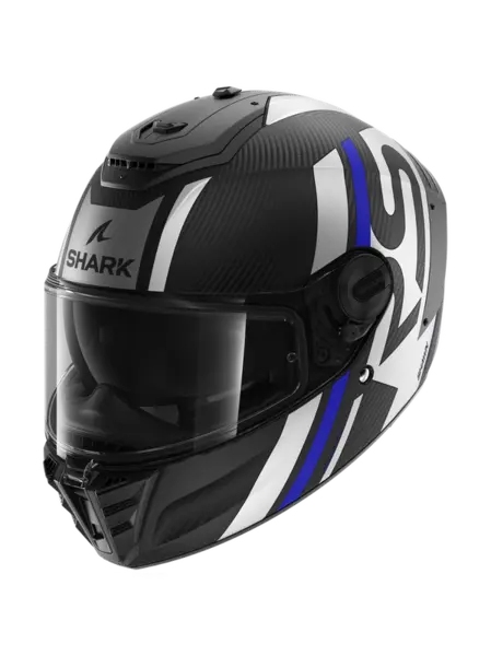 Shark Spartan RS Carbon Shawn Mat Carbon Blue Silver DBS Full Face Helmet XL