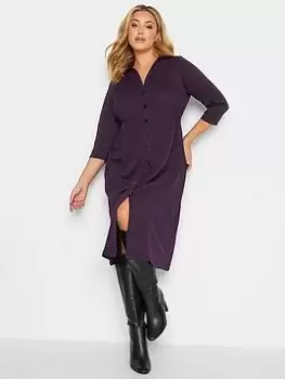 Yours Collared Dress Self Print, Purple, Size 22-24, Women