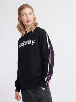 Superdry Swiss Logo Sport Crew - Black, Size 10, Women