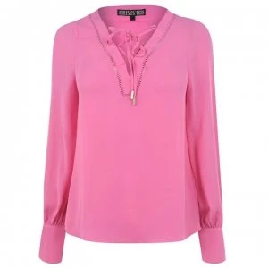 Biba Lattice Long Sleeve Blouse - Pink