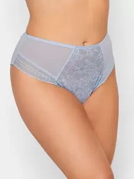 Yours Lace Trim Panel Knickers, Blue, Size 30-32, Women