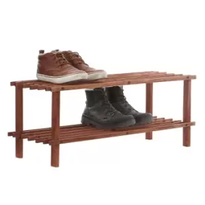 Premier Housewares 2-Tier Shoe Rack - Dark Cedar Wood