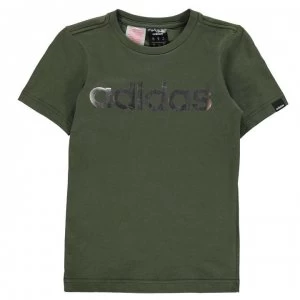 adidas Linear Foil T Shirt Junior Boys - RawKhaki/Silver