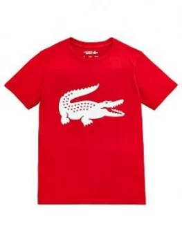 Lacoste Sports Boys Short Sleeve Croc T-Shirt - Red, Size 10 Years