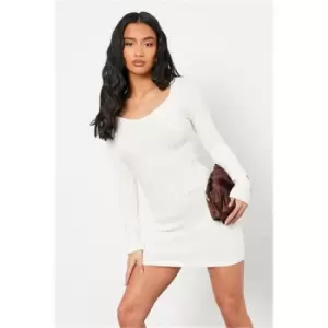 I Saw It First Cream Petite Knitted Seam Detail Mini Dress - White