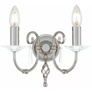 Loops - Twin Wall Light Cut Glass Droplets Swirl Finial Polished Nickel LED E14 60W