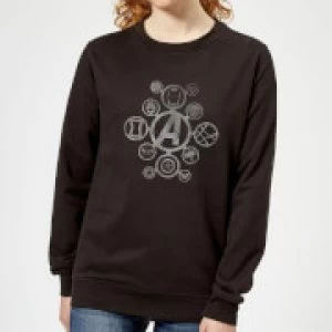 Avengers Distressed Metal Icon Womens Sweatshirt - Black