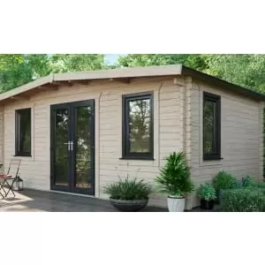 Power Sheds 12 x 18ft Central Doors Apex Chalet Log Cabin