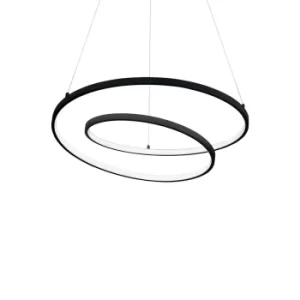 Oz LED Decorative Swirl Integrated Pendant Light Black, 3000K