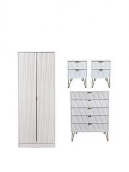 Swift Versailles Ready Assembled 4 Piece Package - 2 Door Wardrobe, 5 Drawer Chest And 2 Bedside Chests