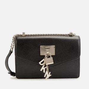 DKNY Womens Elissa Small Shoulder Flap Bag - Black/Gold