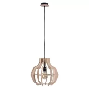 Bento Wire Frame Pendant Ceiling Light Black, Wood, 38.5cm, 1x E27