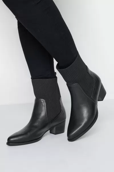 Wide Fit Sock Top Line Western Heeled Boots